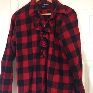 Ralph Lauren Sport plaid shirt with ruffle detail