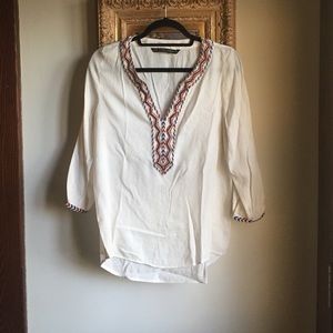 Zara Embroidered Henley w/ Beading
