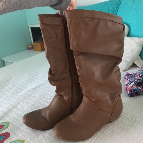 cute camel colored tall boots
