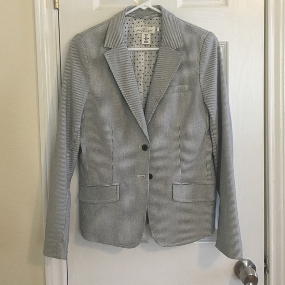 H&M blue / white striped blazer jacket Size 8