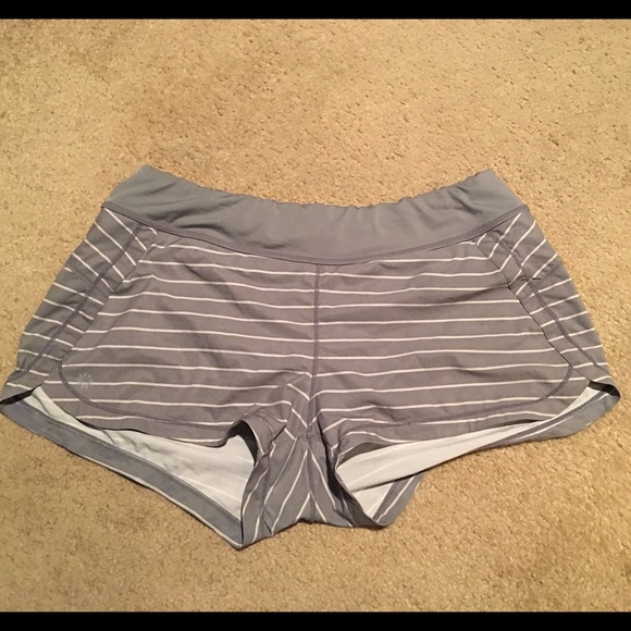 Athletes gray and white stretch shorts