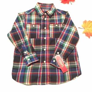 NWT Chaps Boys Holiday Button Down Sz 4