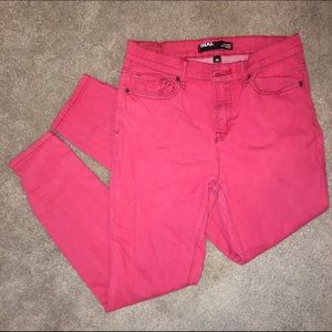 Light Red-Colored Grazer High Rise Skinny Jeans