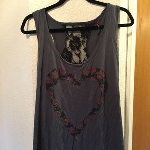 Gray w/ Flower Heart Royal T Tank (1X)