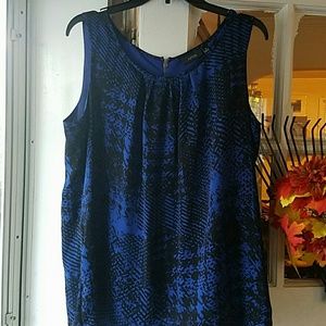 Royal blue and black pullover top