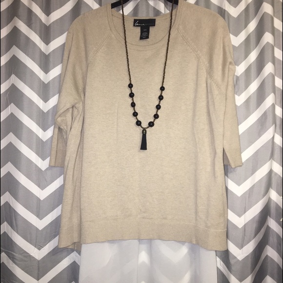 Lane Bryant Sweaters - LB High/low tan sweater with see through v-back