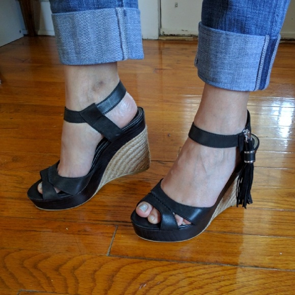 Ralph Lauren Shoes - Ralph Lauren leather Gwen tassled wedge heels