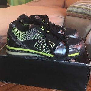D.C. Black and neon green sneakers