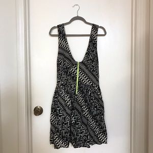 Patterned dress with neon zipper front