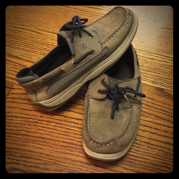 Boys sz 5.5 Lanyard Sperry Top-Siders gray blue