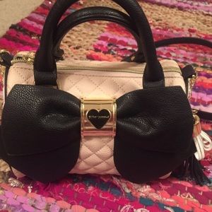 Betsey Johnson cream and black bow handbag