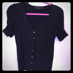 Black short sleeved button up cardigan