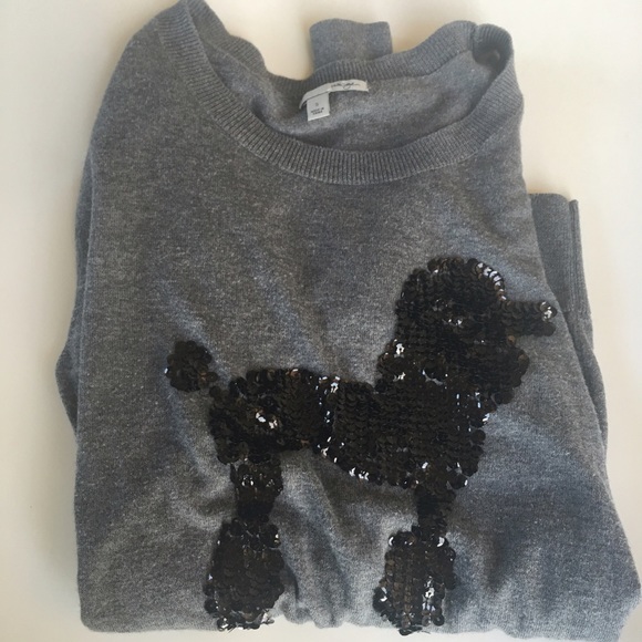 Grey poodle sequined sweater