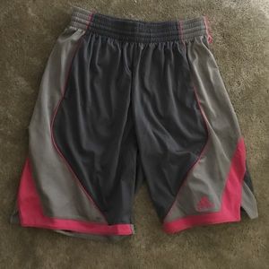 Adidas pink and grey basketball shorts