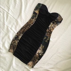 Strapless printed bow dress 