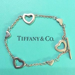 Tiffany silver heart lariat toggle bracelet