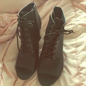 Black lace up booties