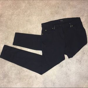 Black Skinny Legging Pant w/ Faux Leather Details