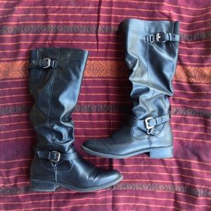 Black knee high boots