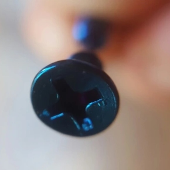 Blue Screw Earrings - Picture 3 of 4