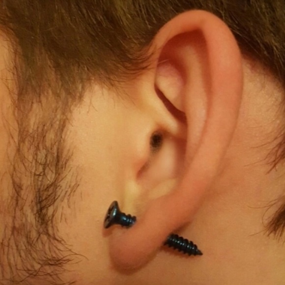 Blue Screw Earrings - Picture 4 of 4
