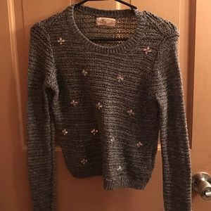 Hollister grey sweater with crystals