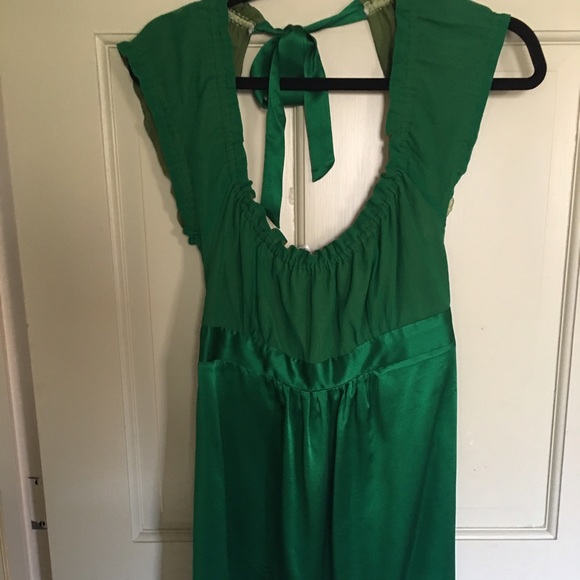 Nwot green silk & chiffon dress