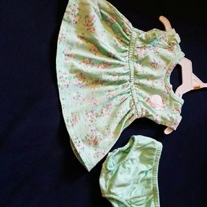 Mint baby dress and diaper cover