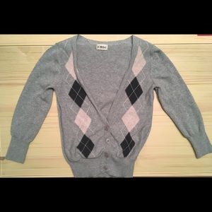 Gray Argyle Cardigan