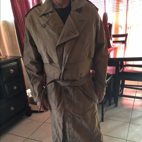 Real leather men's trench coat