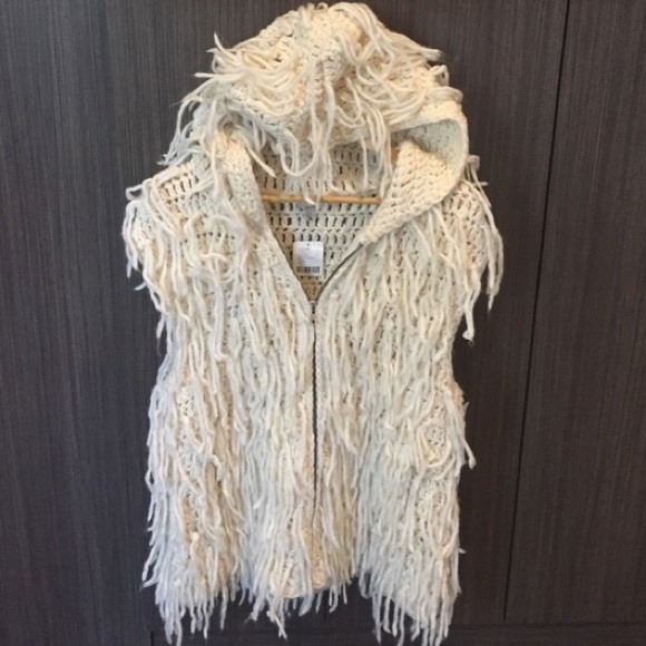 Adorable shaggy hoodie vest