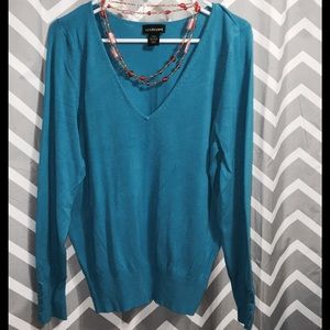 GUC Lane Bryant Teal V-neck w/button detail