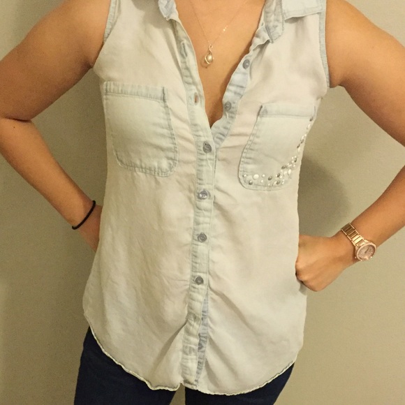 ABS Allen Schwartz Tops - Chambray white washed tank