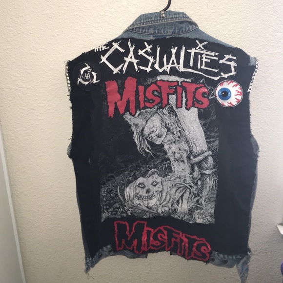 Custom denim metal goth punk jacket - Picture 2 of 2