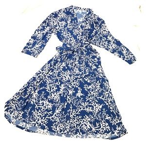 Antonio Melani Blue Coral Wrap Dress Size L