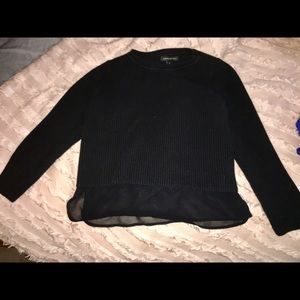 Black textured cotton sweater with girly accent