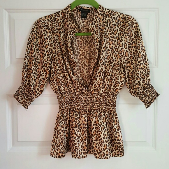 Women's Leopard Print Blouse - Medium