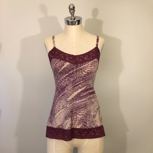 Plum Python print spaghetti strap cami