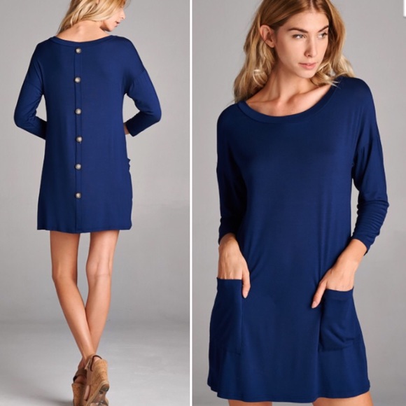 Tops - S-L Tunic With back buttons - navy