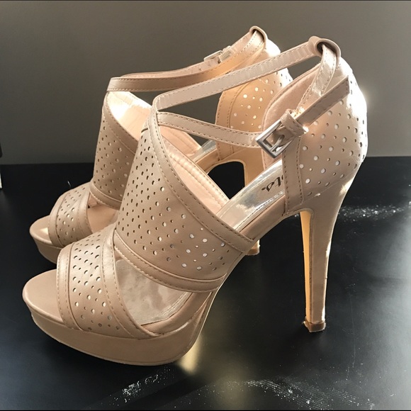 Dots Nude Strappy Heels