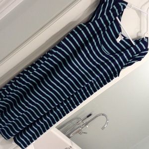 💕Navy blue/teal striped maternity dress