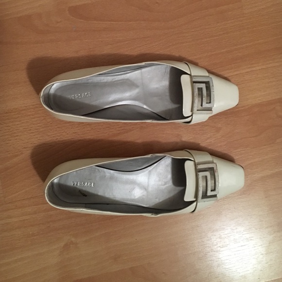 versace white flats