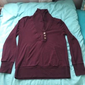 Burgundy Pull Over Sweatshirt with Button Detail