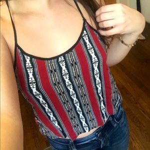 Forever 21 tribal print semi crop tank top