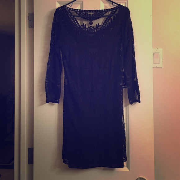 All black and lace dress