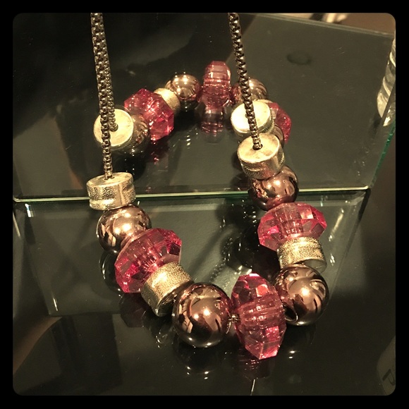 Vera Wang gunmetal and purple necklace