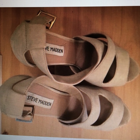 Steve Madden xternal wedge sand bone fabric, 8.5 - Picture 2 of 4