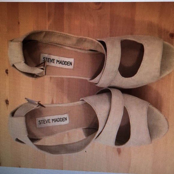 Steve Madden xternal wedge sand bone fabric, 8.5 - Picture 4 of 4