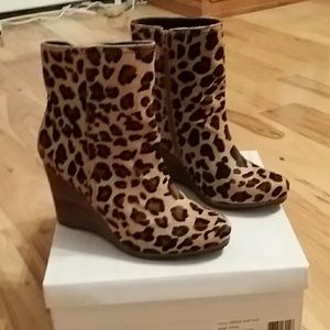 Calvin Klein Leopard Wedge Booties