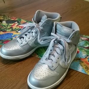 Nike Silver/Glitter High Top Sneakers